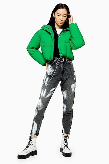 Topshop Green Crop Puffer Jacket