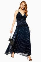 Topshop Lace Metallic Thread Pleat Maxi Dress