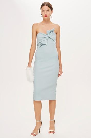 Topshop Bow Front Twist Midi Dress