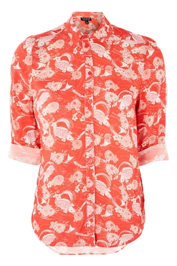 Topshop Fish Print Casual Shirt