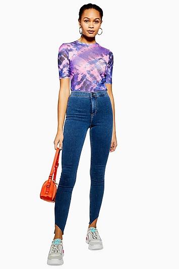 Topshop Mid Blue Asymmetric Joni Jeans