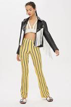 Topshop Yellow Striped Flare Trousers
