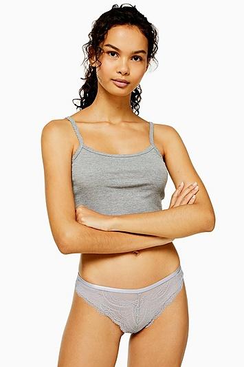 Topshop Pale Blue Elastic Waistband Brazilian Knickers