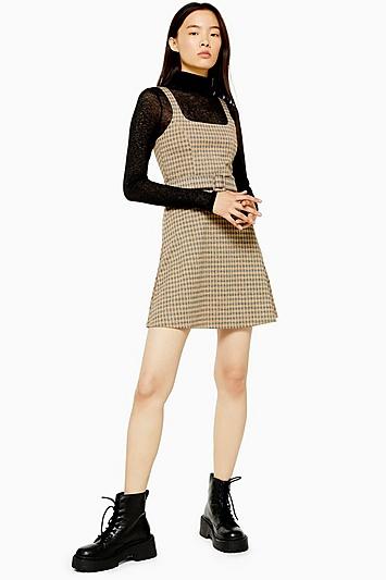 Topshop Jacquard Belted Pinafore Dress