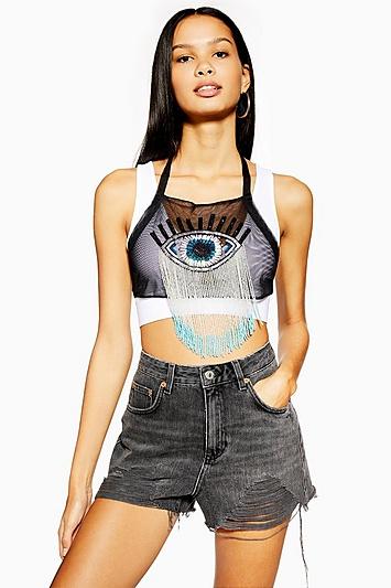 Topshop Crying Eye Halter Top