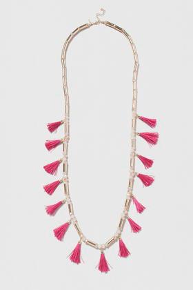 Topshop Bead And Tassel Long Necklace