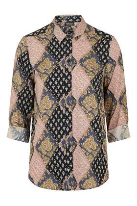 Topshop Long Sleeve Paisley Shirt