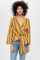 Topshop Tall Striped Knot Front Blouse