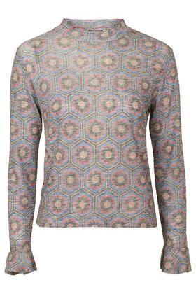Topshop Honeycomb Fluted Sleeve Top