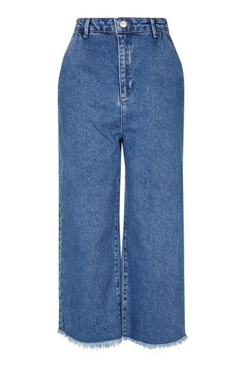 Topshop Moto Raw Hem Blue Culottes