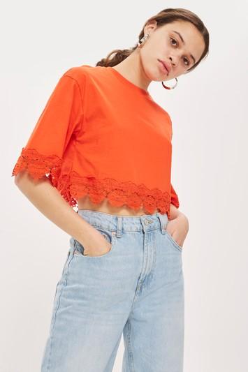 Topshop Square Sleeve Trim T-shirt