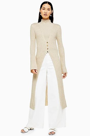 Topshop Open Longline Cardigan With Linen