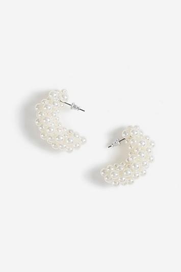 Topshop *cluster Mini Pearl Hoop Earrings