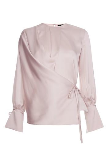 Topshop Bubble Satin Tie Wrap Blouse
