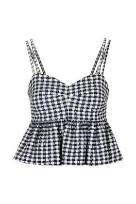 Topshop Gingham Strap Peplum Top