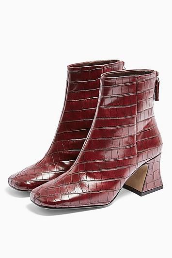 Topshop Vienna Vegan Burgundy Flared Boots