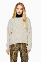 Topshop Oatmeal Knitted Crew Neck Jumper