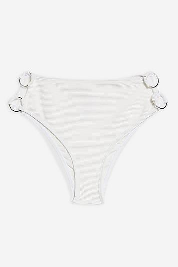Topshop Ribbed Ring High Waisted Bikini Bottoms