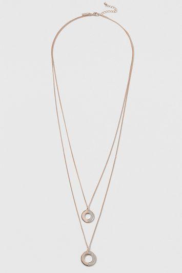 Topshop Glitter Circle Multirow Necklace