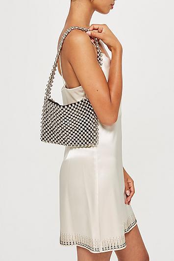 Topshop Metallic Beaded Shoulder Bag