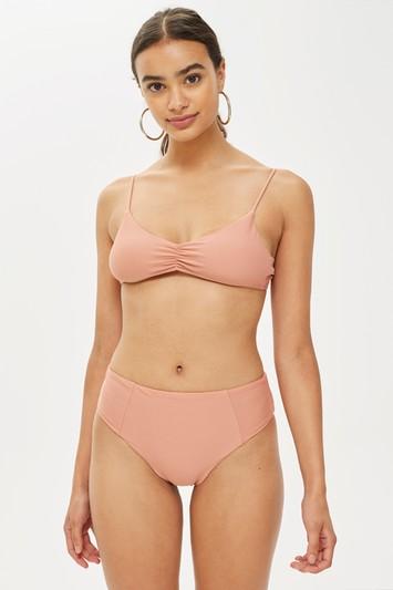 Topshop Tan High Waisted Bikini Bottoms