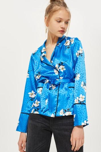 Topshop Floral Belted Pyjama Shirt