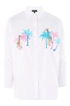 Topshop Palm & Giraffe Embroidered Shirt