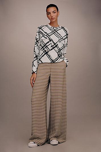 Topshop *fluid Check Trousers By Boutique