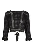 Topshop 3/4 Sleeve Tassel Crop Top