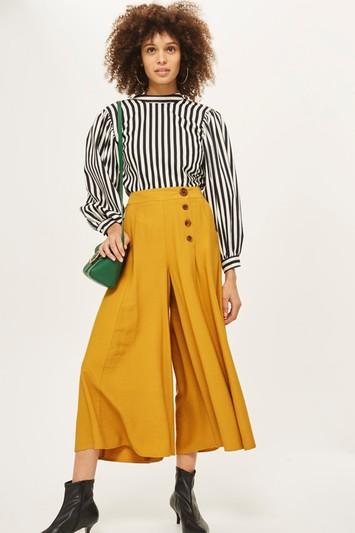 Topshop Horn Button Palazzo Trousers