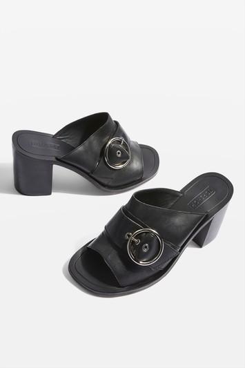 Topshop Block Heel Buckle Mules