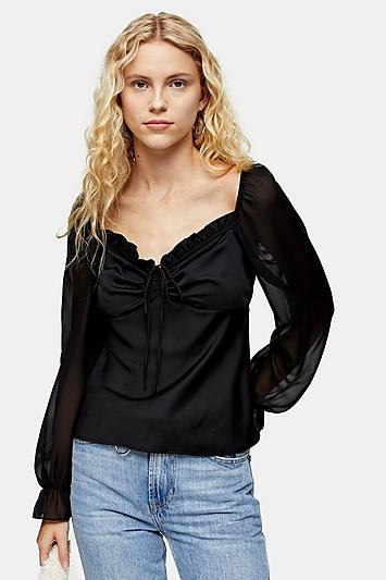Topshop Chiffon Sleeve Palermo Blouse