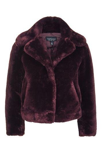 Topshop Crop Chubby Faux Fur Coat