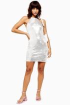 Topshop White Sequin Halter Neck Mini Dress