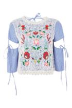Topshop Floral Embroidered Overlay Top