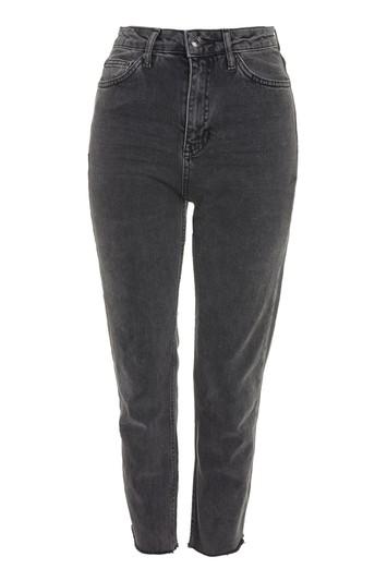 Topshop Moto Dark Grey Raw Hem Straight Leg Jeans