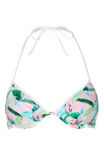 Topshop Palm Print Plunge Bikini Top