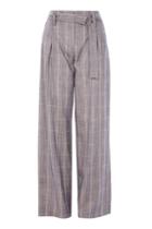 Topshop Check Belted Wide Leg Trousers