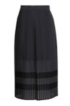 Topshop Striped Border Pleat Skirt