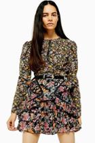 Topshop Austin Floral Print Long Sleeve Tea Top