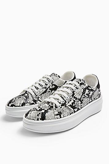 Topshop Cuba Black Snake Lace Up Trainers