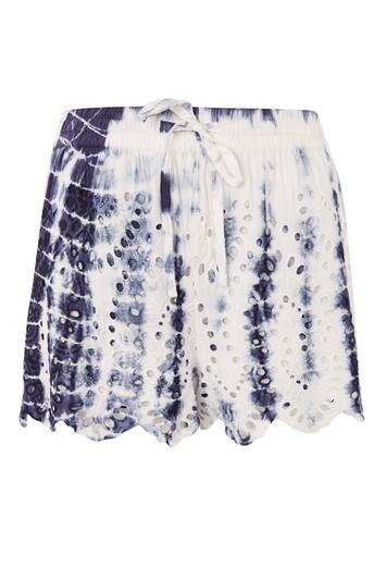 Topshop Petite Tie Dye Cutwork Shorts