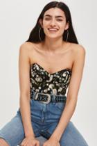 Topshop Embroidered Floral Corset Top