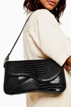 Topshop Remi Black Crocodile Shoulder Bag