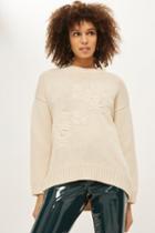 Topshop Cream Tonal Embellished Sweater