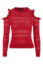 Topshop Tall Pointelle Cold Shoulder Knitted Jumper