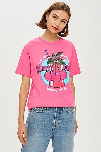 Topshop Cherry Soda Boyfriend T-shirt By Tee & Cake