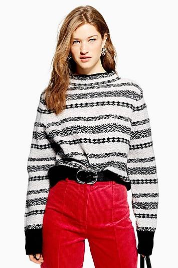 Topshop Petite Fair Isle Cropped Jumper