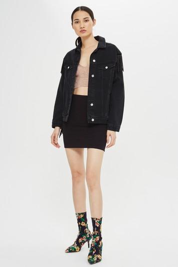 Topshop Textured Pull On Skirt