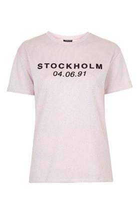 Topshop Petite Metallic Stockholm Tee